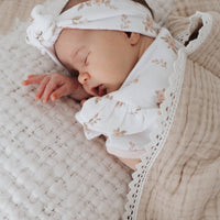 Baby Girl Natural Cotton Swaddle Sand Muslin Lace Blanket
