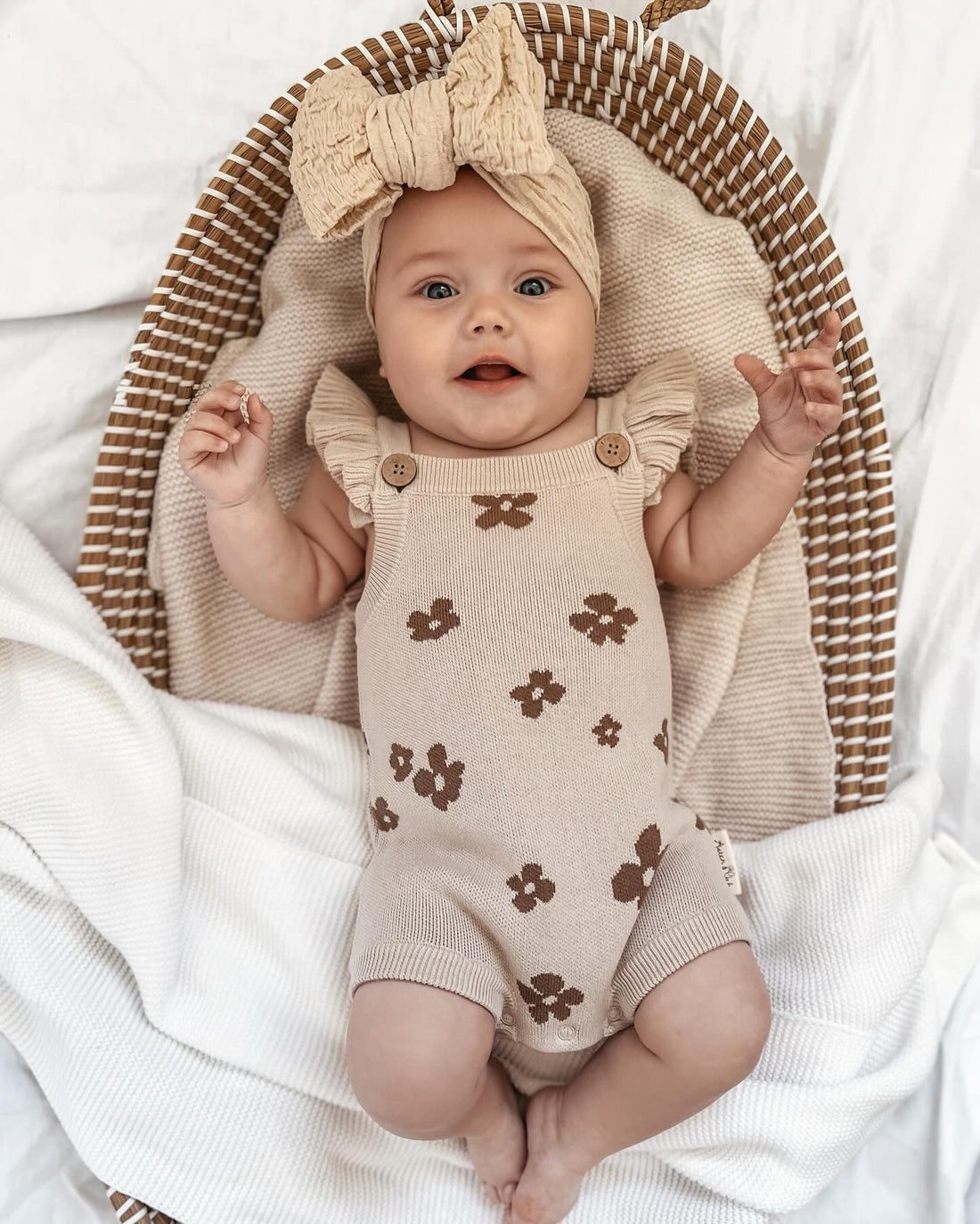 Baby Flower Knit Ruffle Romper Knitted Baby Onesie