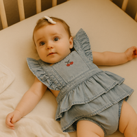 Cherry Tencel Denim Ruffle Playsuit