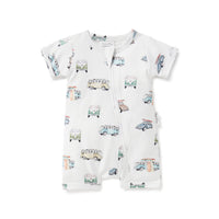 Beach Life Zip Romper Baby Boys Grosuit Cars Van