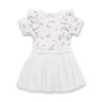 Organic Cotton Floral White Blossom Floral Tutu Dress Tulle