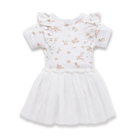 Organic Cotton Floral White Blossom Floral Tutu Dress Tulle