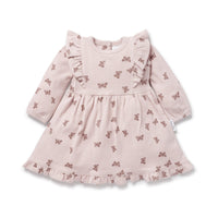 Baby Toddler Girl Pink Butterfly Rib Ruffle Dress Party Cotton