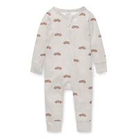Baby Boy Beige Dog Zippie Classic Car Zip Romper