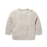 Baby Toddler Girl Boy Knitted Oat Cable Knit Jumper Neutral