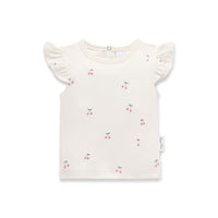Cherry Flutter Sleeve Top