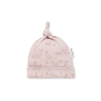 Baby Girl Pink Pointelle Winter Duck Family Knot Hat