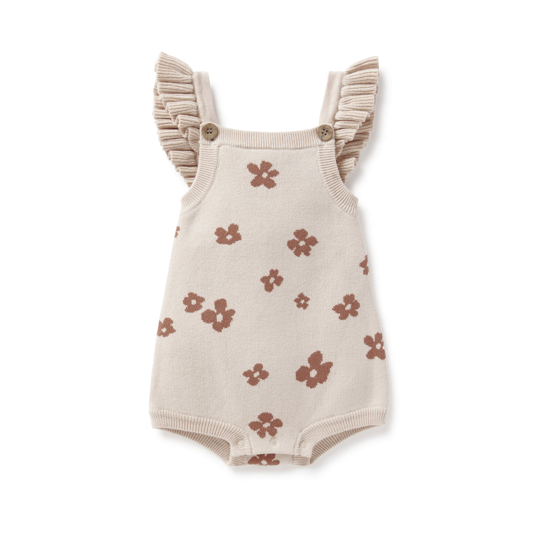 Baby Flower Knit Ruffle Romper Knitted Baby Onesie