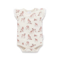 Baby Girls Watercolour Fawn Meadow AOP Flutter Onesie