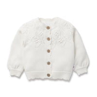 Ivory White Knit Detailed Cardigan