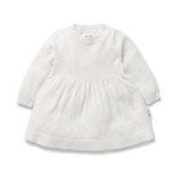 Ivory White Pointelle Knit Dress