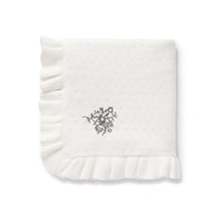 Ivory White Ruffle Knit Blanket