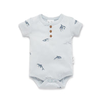 Baby Newborn Blue Orca Whale AOP Henley Onesie