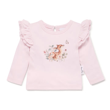 Baby Toddler Girls Pretty Pink Vintage Meadow Print Futter Tee