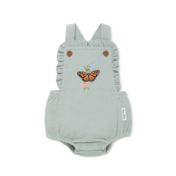 Baby Girls Sage Cord Butterfly Ruffle Playsuit Embroidery Pretty
