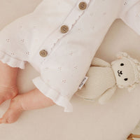 White Knit Ruffle Romper
