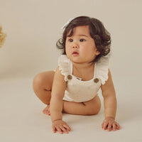 Ivory White Pointelle Knit Romper