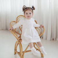 Ivory White Pointelle Knit Dress