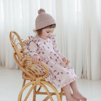 Baby Toddler Girl Pink Butterfly Rib Ruffle Dress Party Cotton