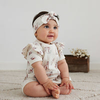 Aster & Oak Summer Short Deer Fawn Meadow Zip Romper