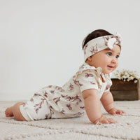 Aster & Oak Summer Short Deer Fawn Meadow Zip Romper