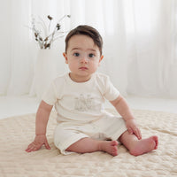 Baby Girl, Boy Animal Ribbed Meerkat Print Rib Tee Natural