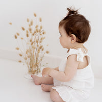 Baby Girls Ruffle Overalls White Muslin Tie Romper Summer