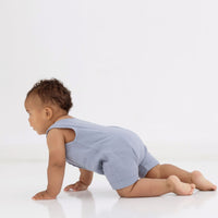 Baby Boys Blue One piece Slate Blue Muslin Romper