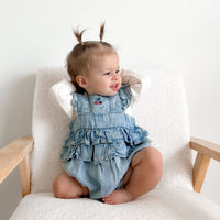 Cherry Tencel Denim Ruffle Playsuit