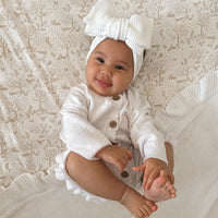 White Knit Ruffle Romper