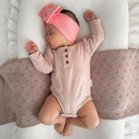 Pale Pink Rib Flutter Onesie