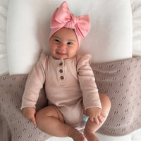 Pale Pink Rib Flutter Onesie