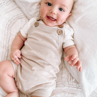 Oatmeal Pointelle Knit Romper