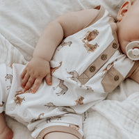 Baby Boys Animal All In One Savanna Henley Romper