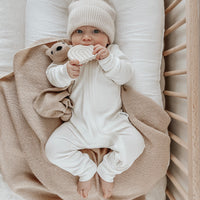 Natural Ribbed Zip Romper Essentials Baby Newborn Basics