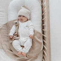 Natural Ribbed Zip Romper Essentials Baby Newborn Basics