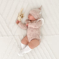Baby Girl Pink Pointelle Duck Family Flutter Onesie Bodysuit