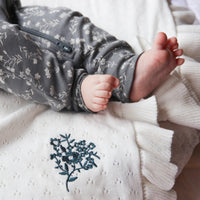 Ivory White Ruffle Knit Blanket