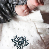 Ivory White Ruffle Knit Blanket