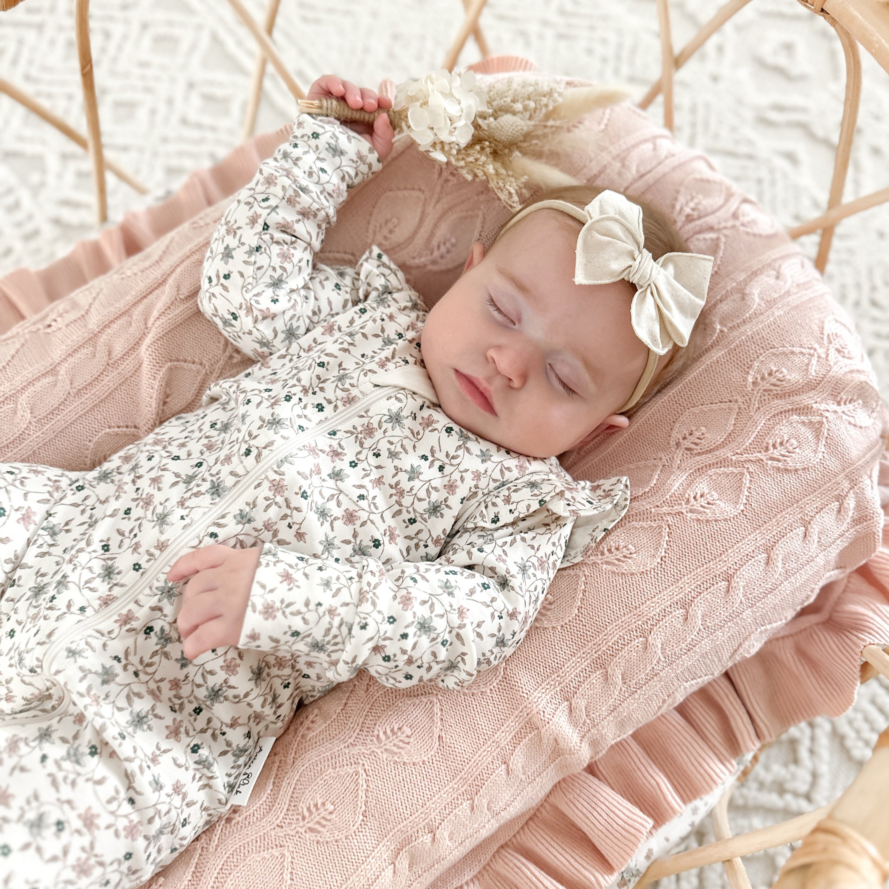 Baby Girls Zipsuit Winter Floral Zip Romper Zippy