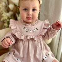 Embroidered Ruffle Dress & Bloomer Set