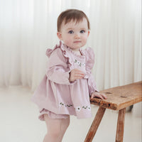 Pink Floral Girls Embroidered Ruffle Dress & Bloomer Set
