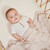 Stripe Rib Henley Onesie