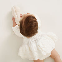 Baby Girl White Muslin Ruffle Playsuit Pretty Christening Birthday