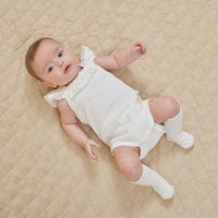 Aster & Oak Ribbed Baby Girls Bodysuit White Rib Singlet Onesie