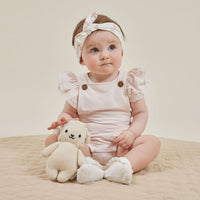 Baby Girls Flutter Ruffle Bird Pink Chambray Playsuit