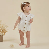 Baby Girls Boho White Muslin Bubble Romper