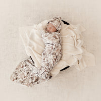 Aster & Oak Organic Cotton Cream Knit Heirloom Baby Blanket Wrap