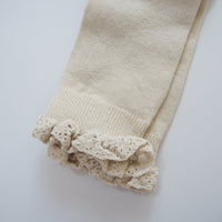 Knee High Lace Trim Socks - Linen Condor Spain Aster & Oak Organic Cotton Baby Kids Socks