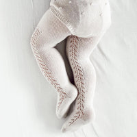Side Lace Openwork Tights - Cream